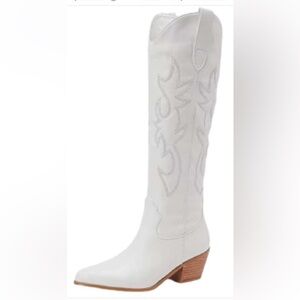 Cierws White Western Embroidered Cowgirl Tall Boots